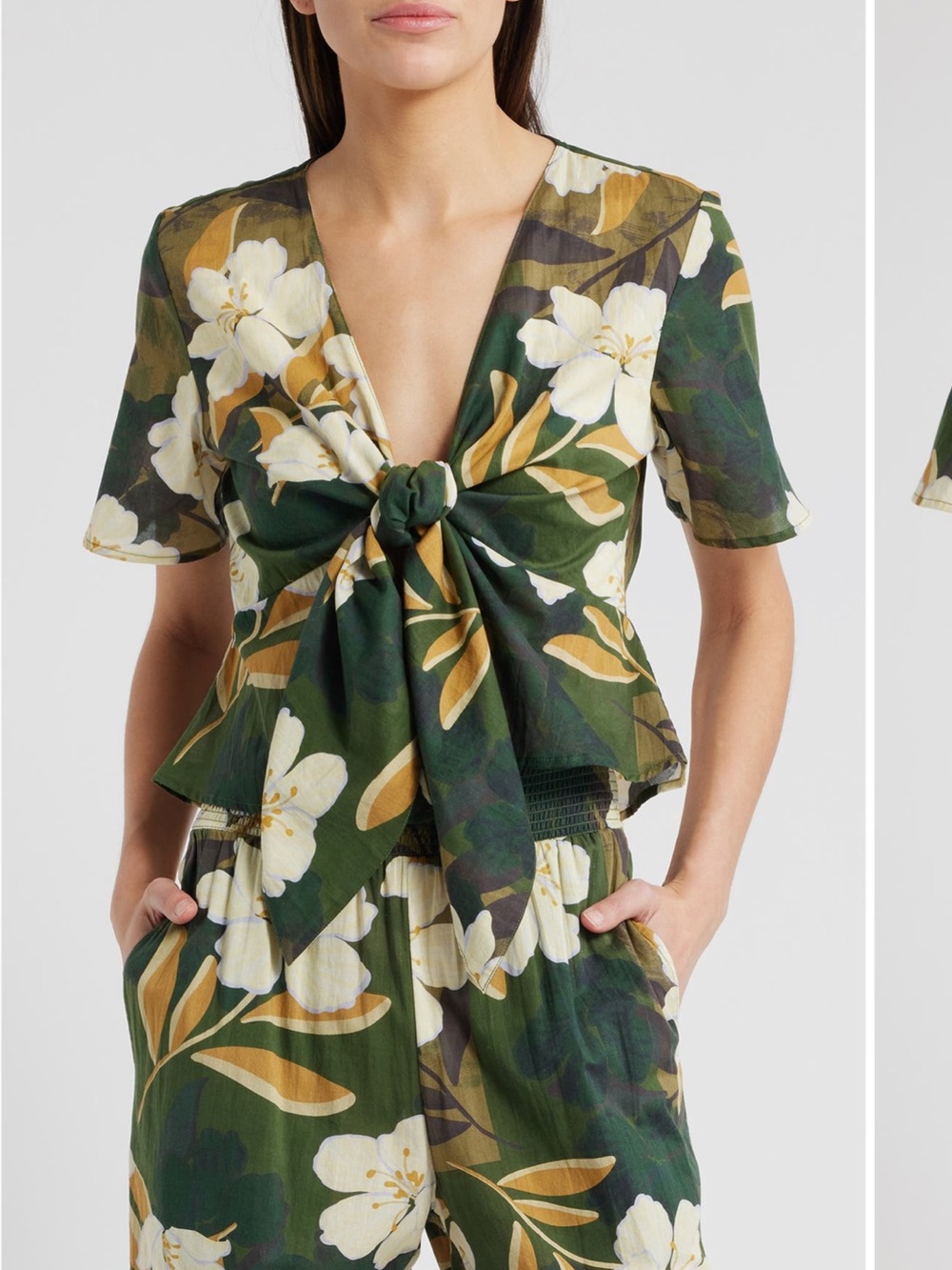 *RAILS* Tia Floral Tie-Waist Crop Shirt Size S